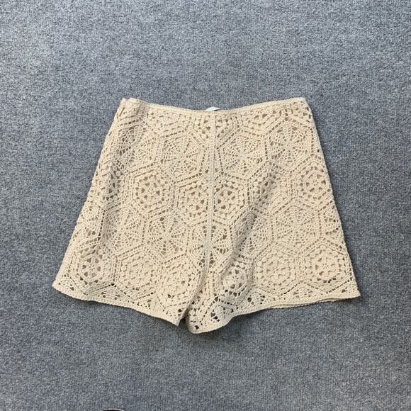H&M Shorts Womens XS Extra Small Cream Side Zip Crochet Knit Inner Lined Culotte - Picture 9 of 11